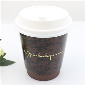 8oz taza de papel de pared doble con logotipo personalizado impreso para bebidas calientes